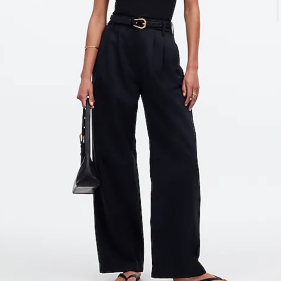 MADEWELL, Black Linen Blend Wide Leg Pants - Picture 1 of 8